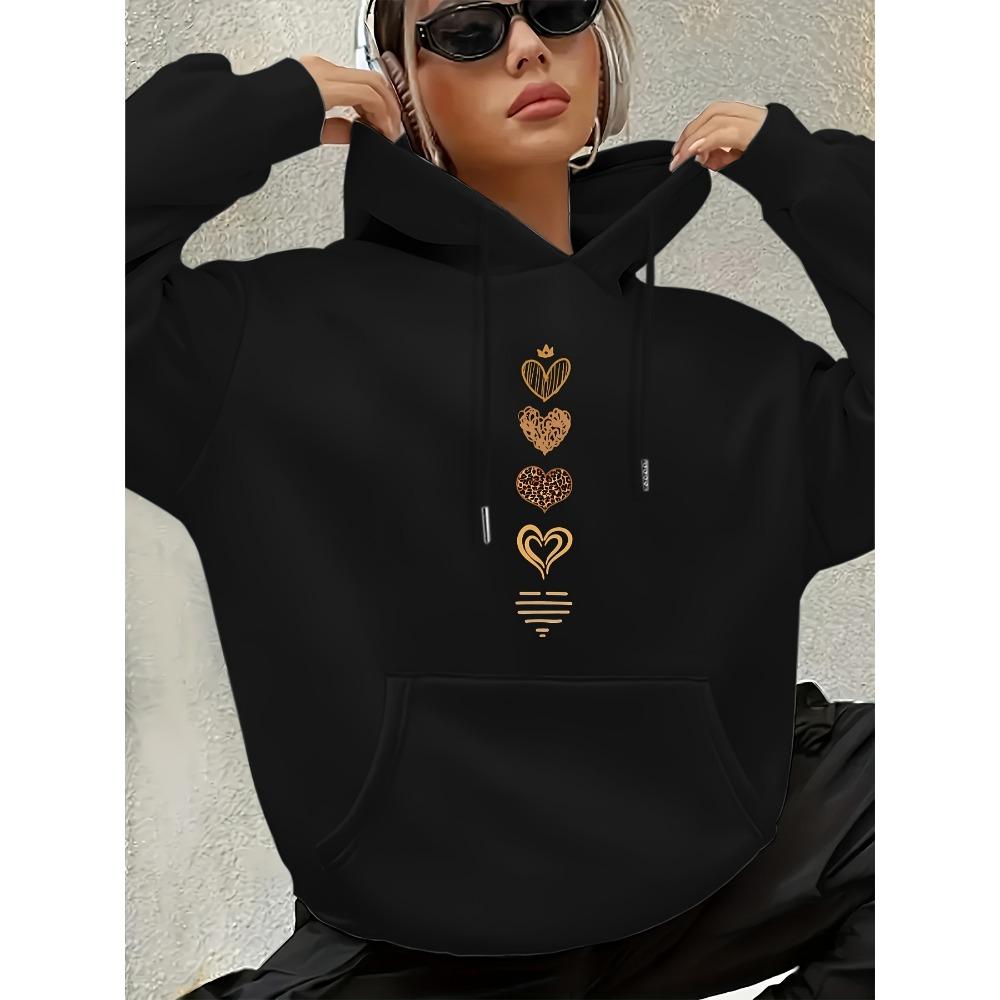 2025 Autumn and Winter Women's Casual Hoodie Geometric Pattern Hooded Collar Autumn and Winter Casual Wear Personality Y2K Top