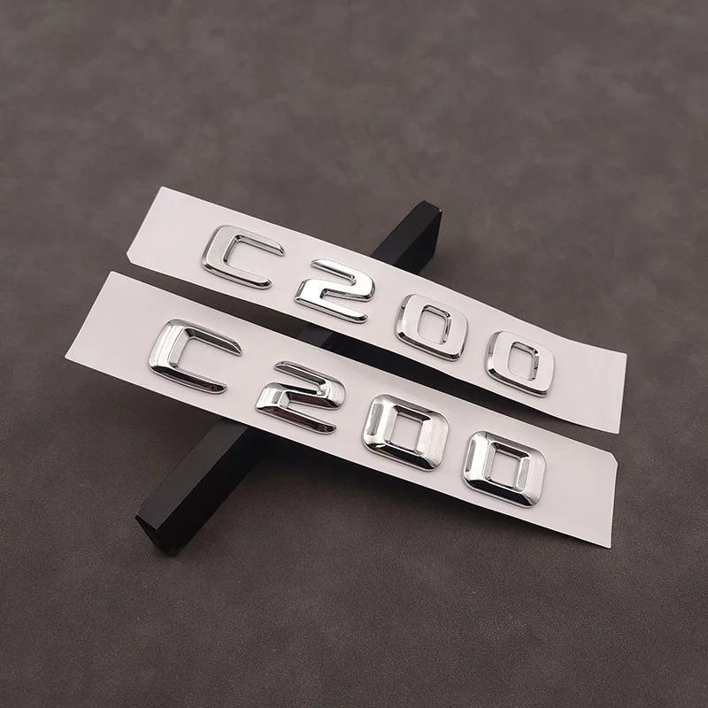 3D ABS Chrome Black C 200 Logo C200 Emblem Letter Sticker Car Rear Trunk Badge For Mercedes Benz C200 W204 W205 W206 Accessories