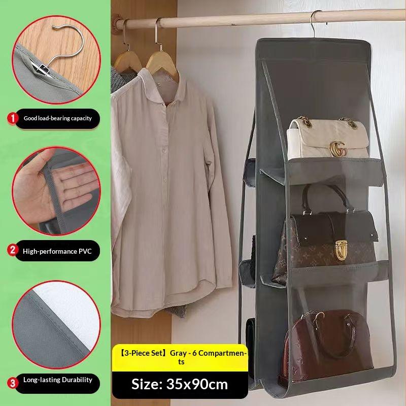 

Bag storage hanging bag dustproof transparent mesh pocket storage bag behind the door