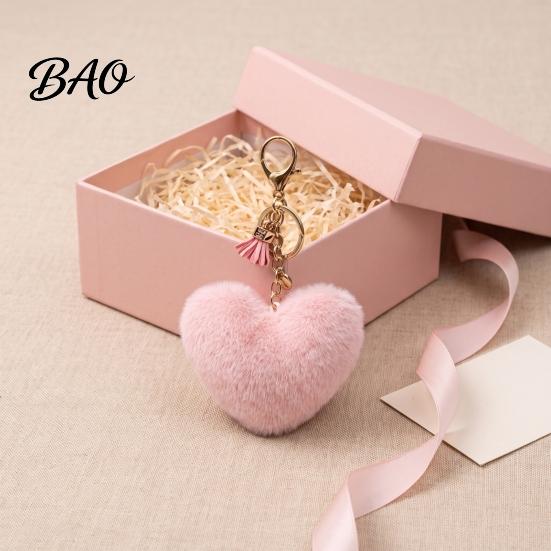 Heart Shaped Bag Ornament Plush Love Keychain for Backpack, Fuzzy Keyring Charm, Women Girls Handbags Decorative Accessory