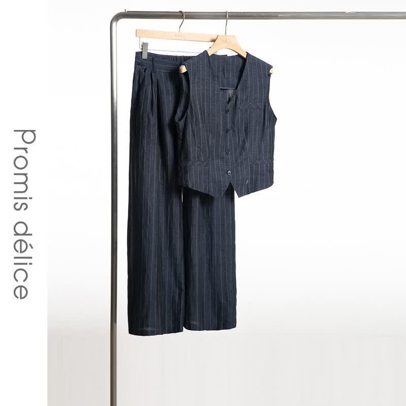 

Chic V-Neck Vest & Wide-Leg Pant Set M