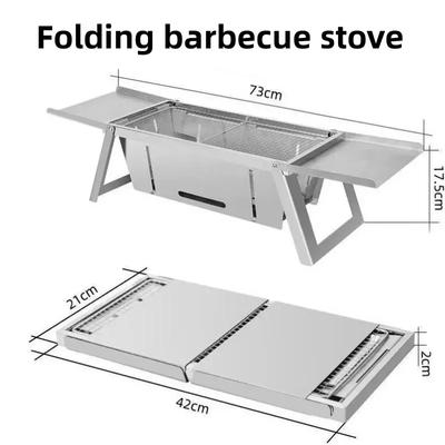 Ev ve Açık Hava için Paslanmaz Çelik Katlanır Barbekü Sobası Kömürlü Barbekü Dumansız Taşınabilir Katlanır Barbekü Sobası