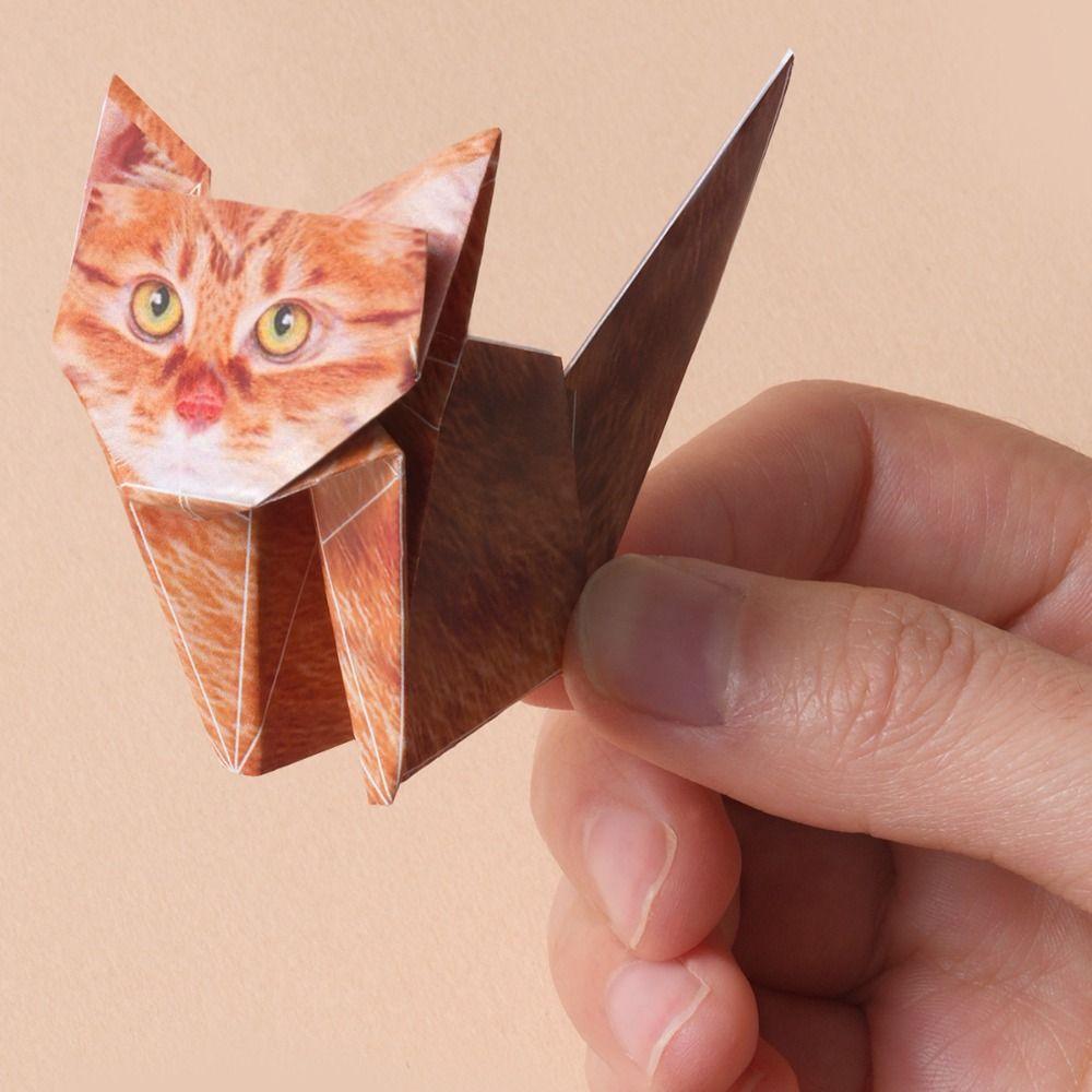 Paper Handmade Colored Paper Set Art Learning Montessori Animal Handmade Origami Folding 3D Diy Paper-cut Book Boys Baby Girls