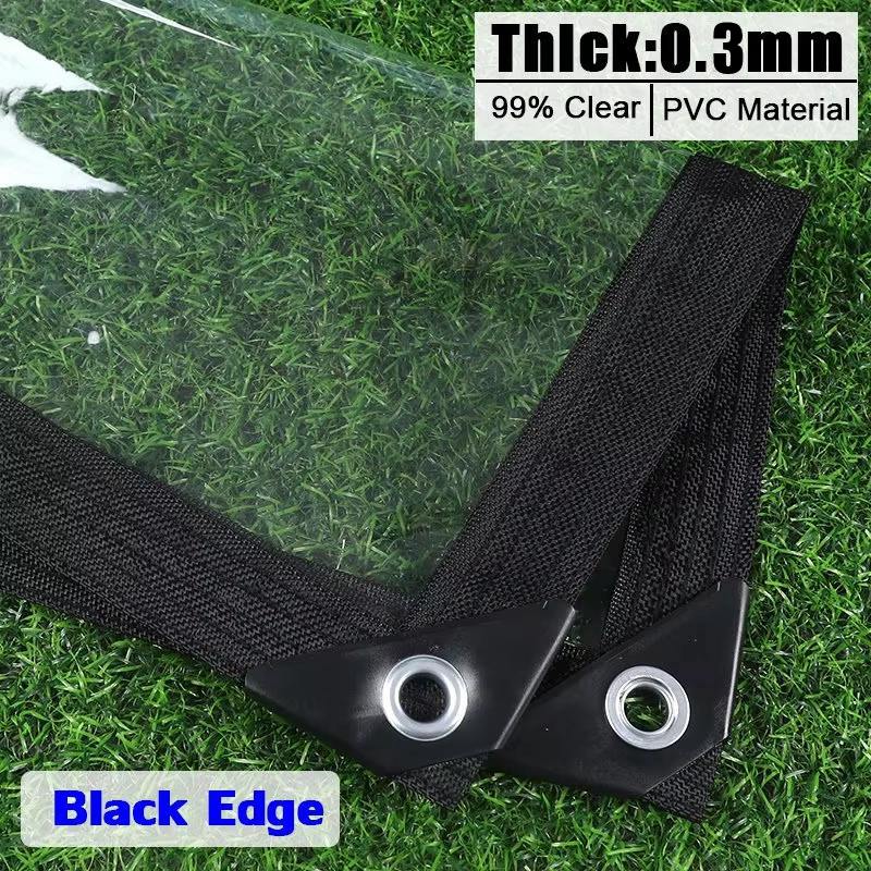 0.3&0.5mm PVC Clear Tarpaulin Thickened Pergola Insulation Film High Transparent Rainproof Cloth Terrace Screen Gazebo Raincover
