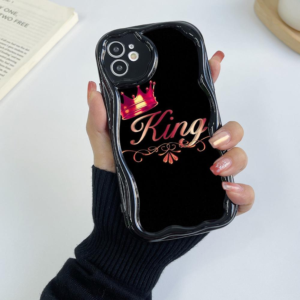 LZ29 Queen King Crown Couple Clear Soft Wave Phone Cases for iPhone 15 13 Pro Max 12 Mini 14 8 Plus XS Max XR 6 Protection Back Cover