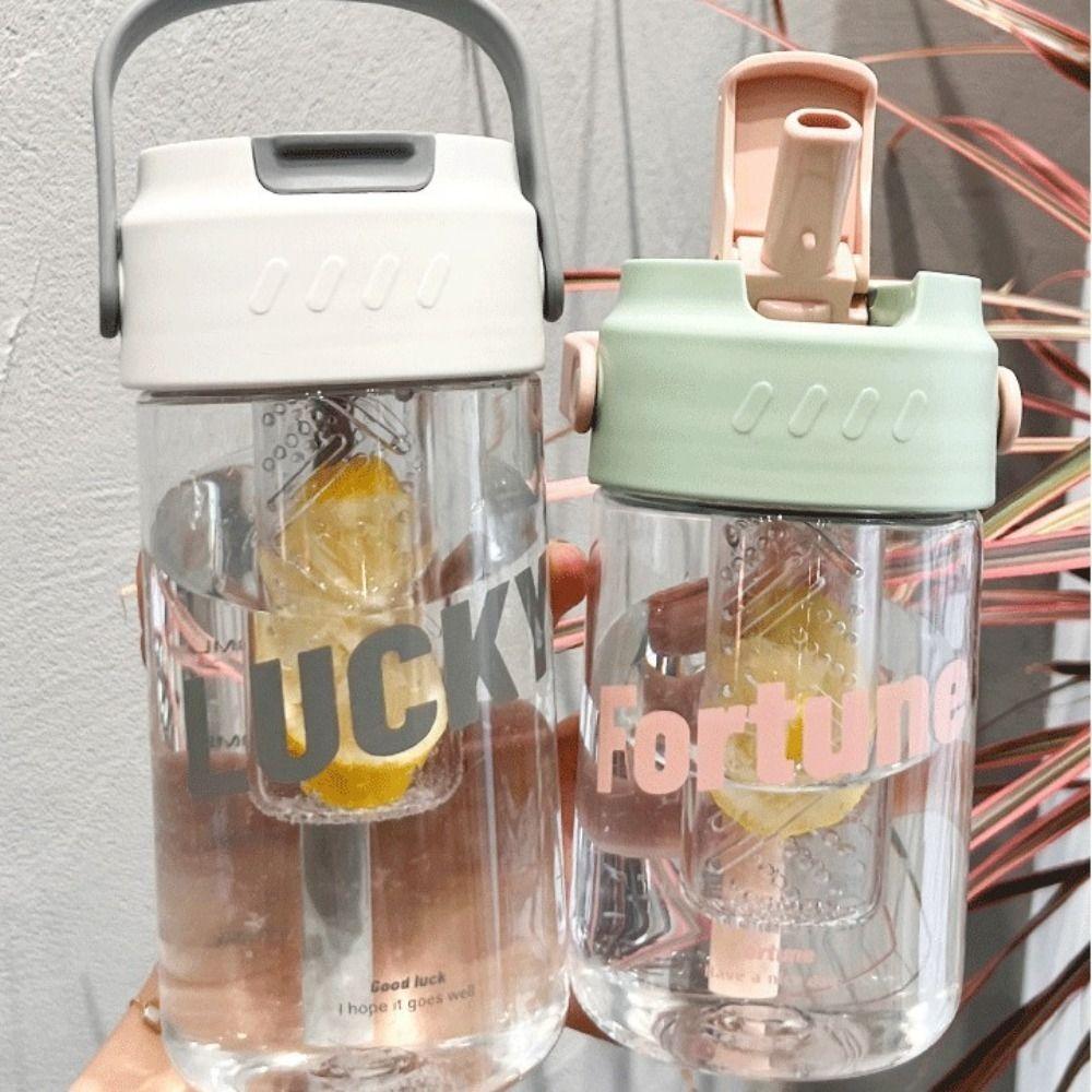 

Plastic Straw Cup Large Capacity Tea Water Separation Cup Sport Water Bottle School Office Outdoor Pink 650ML