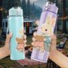 1PC Bunny Doll Soft Cute Cartoon Print 750ml Color Plastic Sports Water Bottle Leakproof Flip Straw Lid Suitable for Sports Office Home Use