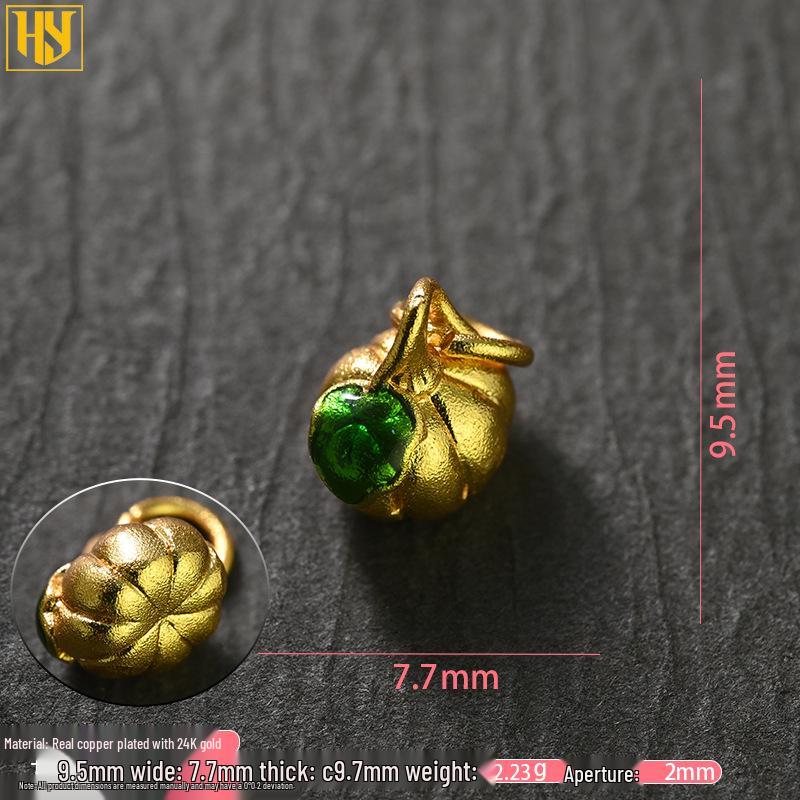 Copper-Plated 24K Gold Persimmon and Peach Pendant Charms for DIY Jewelry