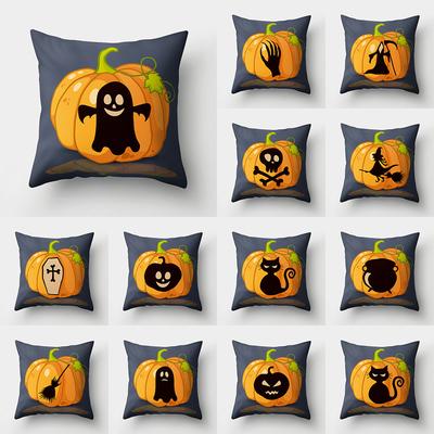 45x45cm Halloween Kürbis Hexe Geister Schwarze Katze Druck Kissenbezug Hause Wohnzimmer Sofa Dekoration Kissenbezug