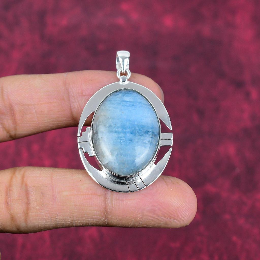 Stříbrný přívěsek z kyanitu 925, ručně vyráběné šperky s drahokamy, dárky pro manželku, zbrusu nový přívěsek