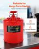 Safety Gas Can, 19 L Type II Red Safety Can for Gasoline with Stainless Steel Flame Arrester, Self-Closing Lid, and Flexible Metal Spout, Carbon Steel