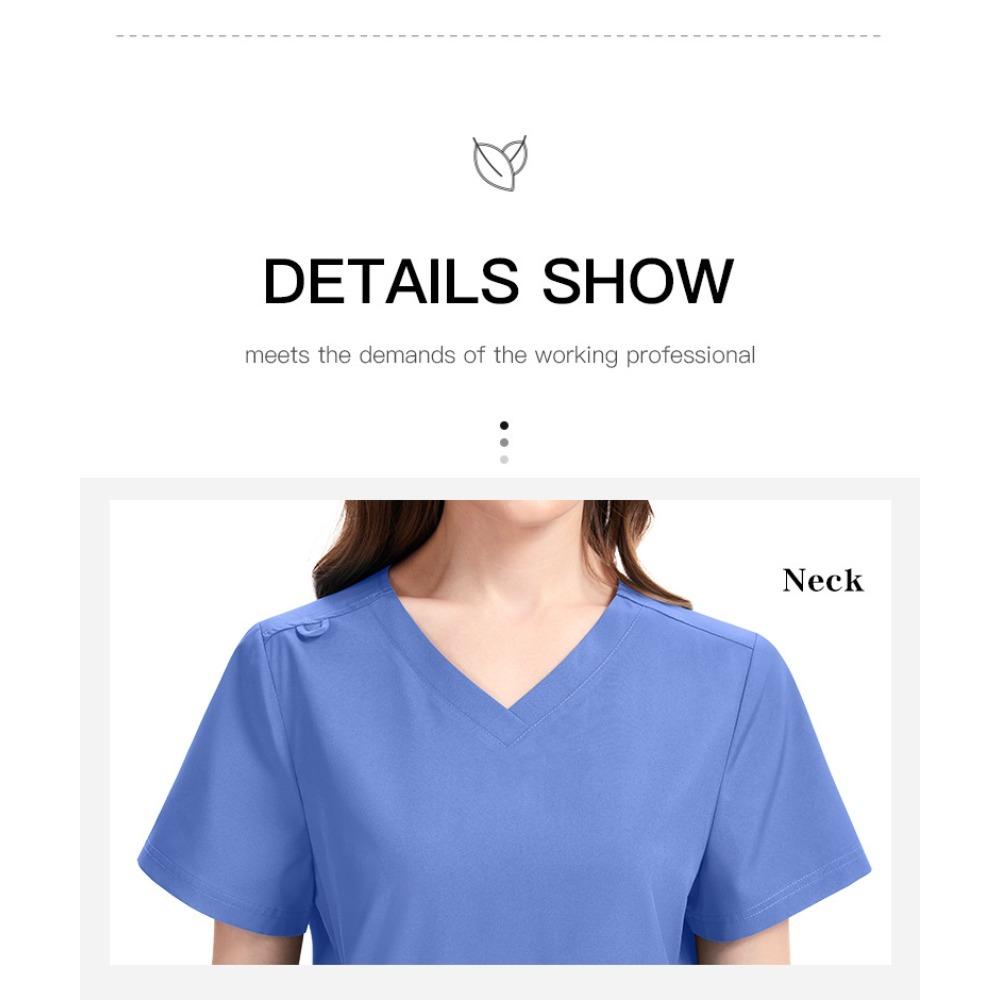 Running Suit Unisex V-Neck Scrubs Set Breathable Workwear for Doctor Nurse Salon