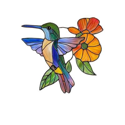 Colorful Acrylic Bird Window Hanging Ornament Shatter Resistant Hummingbird Art for Door Window Home Garden Decoration