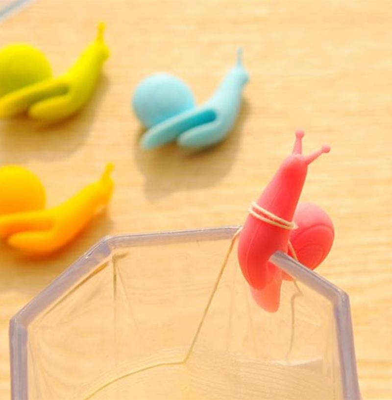 100pcs Cute Silicone Snail Tea Bag Holder
