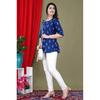 Women's Casual Regular Sleeves Printed Blue Top Kurta Indian Pakistani Top Tunic VF-1898a