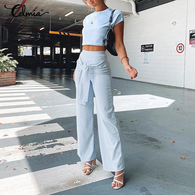 Celmia Autumn Moda Femenina Pantalones Largos Acampanados Con Cinturón  Cintura Alta Pierna Ancha Sólido Casual Holgado Largo Maxi Pantalones Plus  Size comprar a buen precio — entrega gratuita, reseñas reales con fotos —
