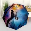 Saxophone Rain Themed Automatic Opening and Closing Umbrella, Brightly Colored 8-rib Portable Umbrella, Suitable for Men and Women, A Perfec