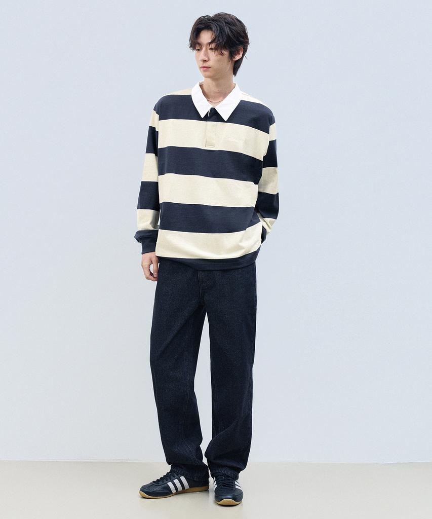 Illuminate Stripe Rugby Long Sleeve - Navy