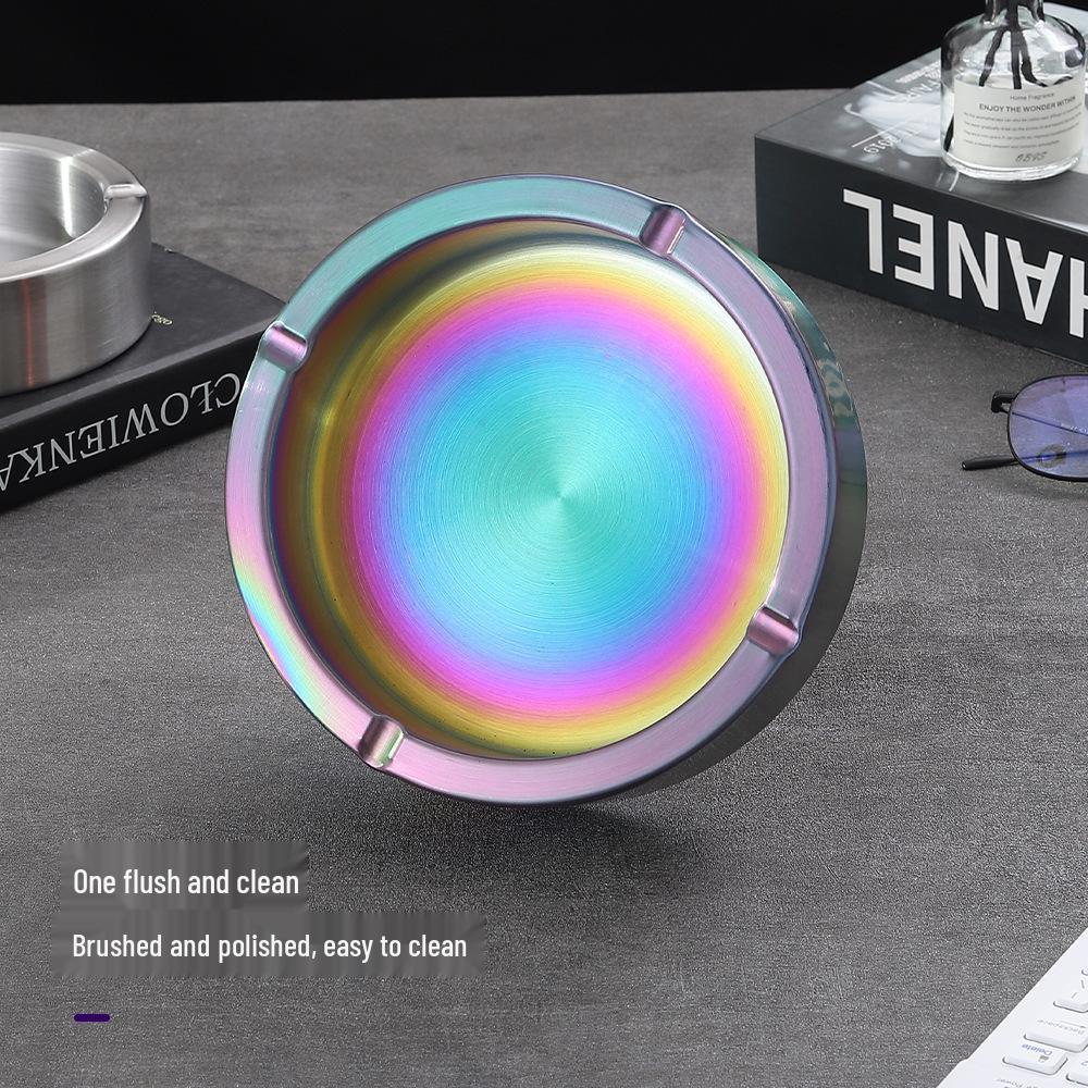 High-End Stainless Steel Ashtray for Home, Office, and Commercial Use - Creative, Large, and Drop-Proof