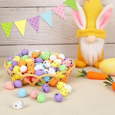 50/100Pcs Speckled Foam Easter Eggs Colorful Painted Painted Bird Eggs Ornaments Hanging Egg Multi Size Colorful Foam Eggs