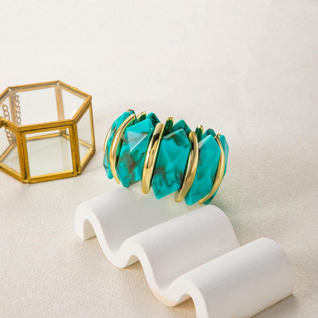 Yellow Retro Geometric Irregular Beaded Bracelet - Exaggerated Light Luxury Style Jewelry