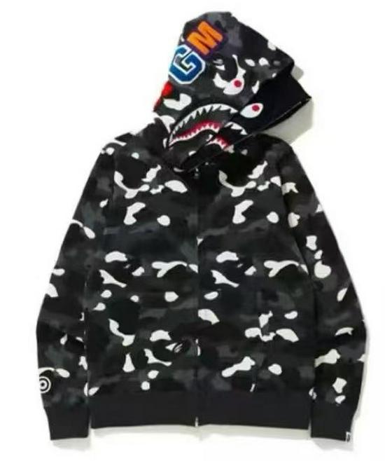 BAPE Žraločí maskáčová bavlněná vyšívaná mikina s kapucí