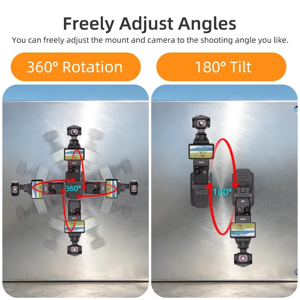 Magnetic Quick Release Backpack Alligator Clip Adjustable Angle Holder Mount for DJI Osmo Pocket 3 4 Portable Vlog Camera Shooting Accessory