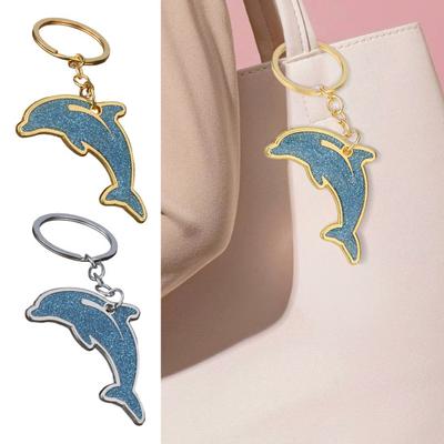 Sparkling Dolphin Keychain Pendant Lightweight Metal Keychains Creative Cartoon Animal Keyring Sea Themed Keychain for Men