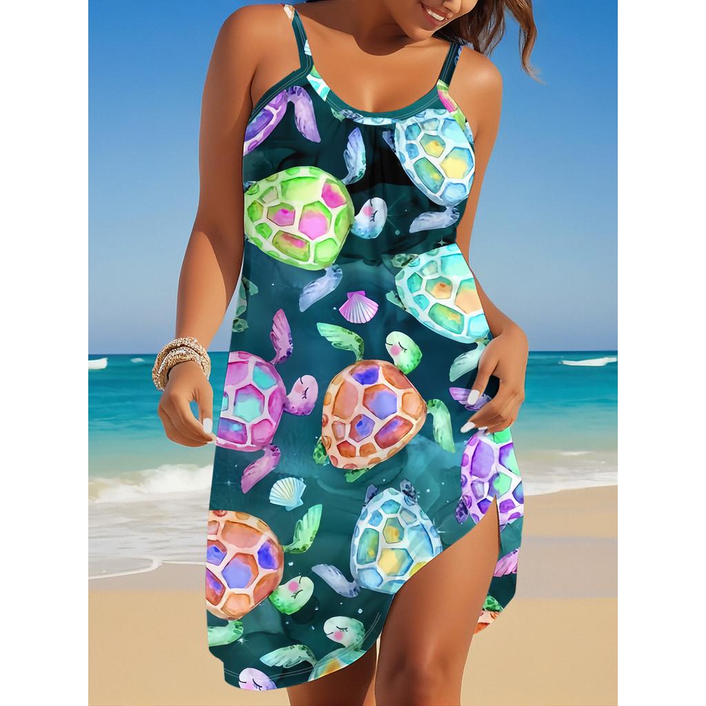 2025 Women's Summer Sleeveless   Print Casual Dress Summer Dress for Holiday Women Clothing