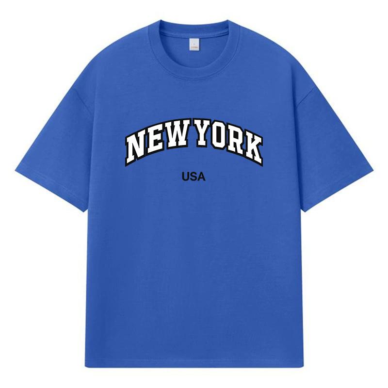 2026 Newyork Usa Printed Graphic Y2k Harajuku Streetwear 100% Cotton T Shirt Casual Oversized Summer Men T-shirt