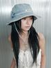 Olinkeompeulliteu Belt Denim Washed Safari Hat (Light Blue)