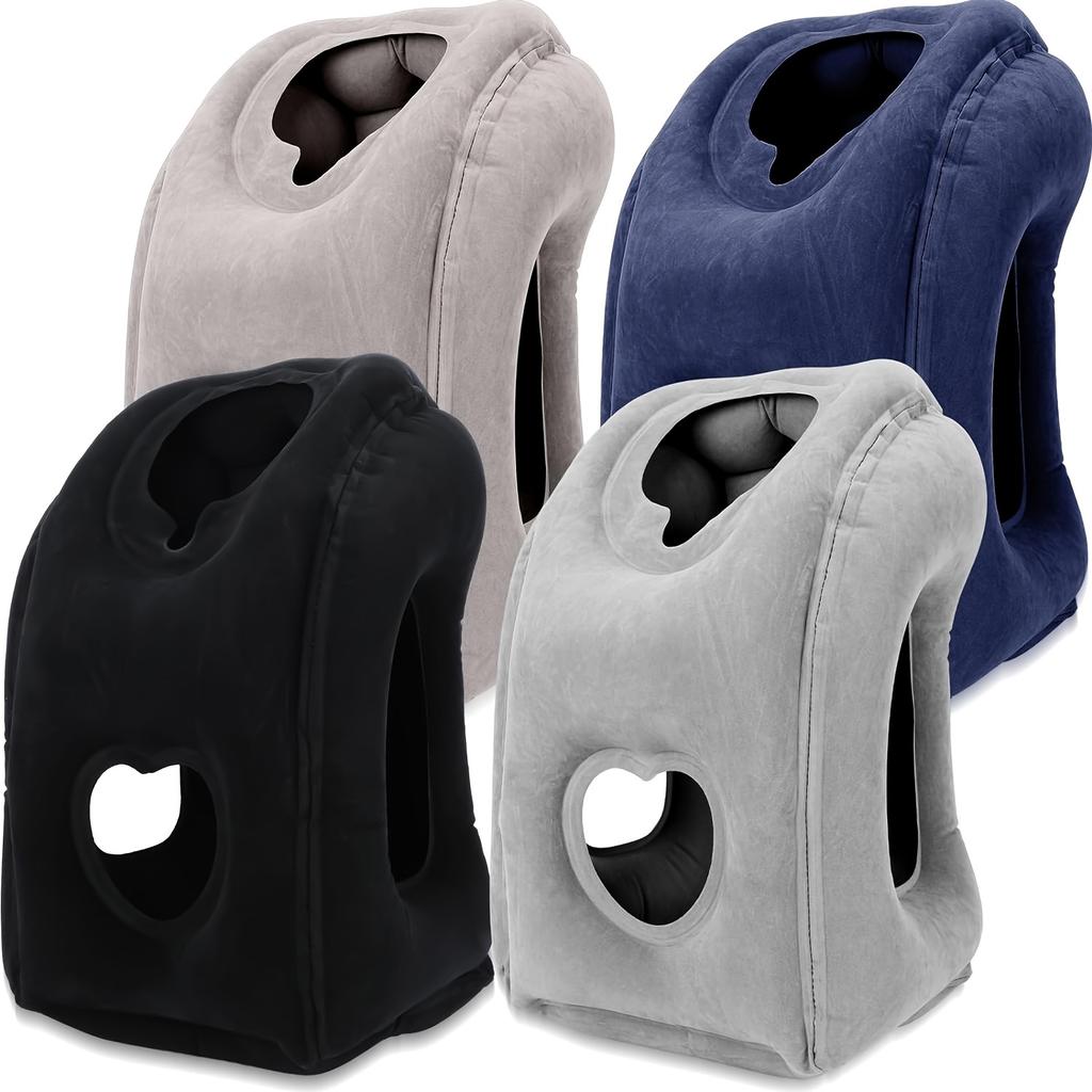 Inflatable Travel Pillow - Ergonomic Support for Flights & Office. Patented Valve, Lightweight & Compact.