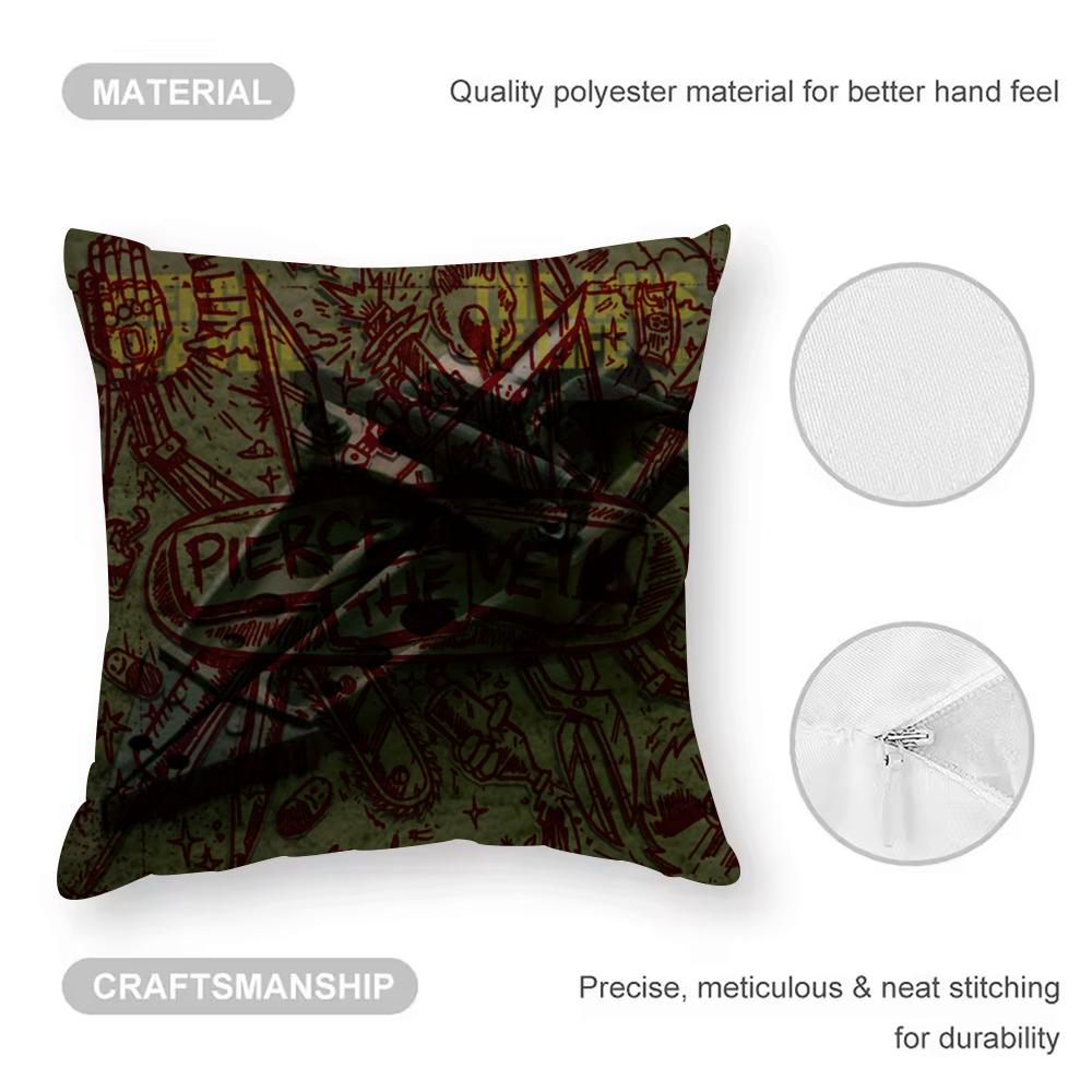 Pierce The Veil Cushion Cover Anti-dustmite Pillowcase Invisible Zipper Silky Short Plush Sofa Cushion Cover