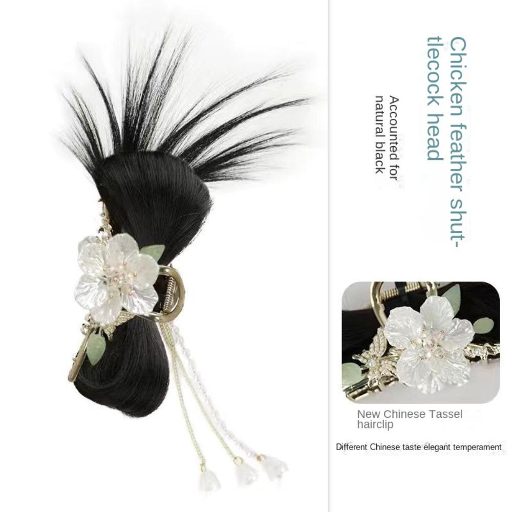 Claw Clip Chicken Nest Ball Head Wig Hanfu Hairpin Flower Tassel Hairpin Wig  Female
