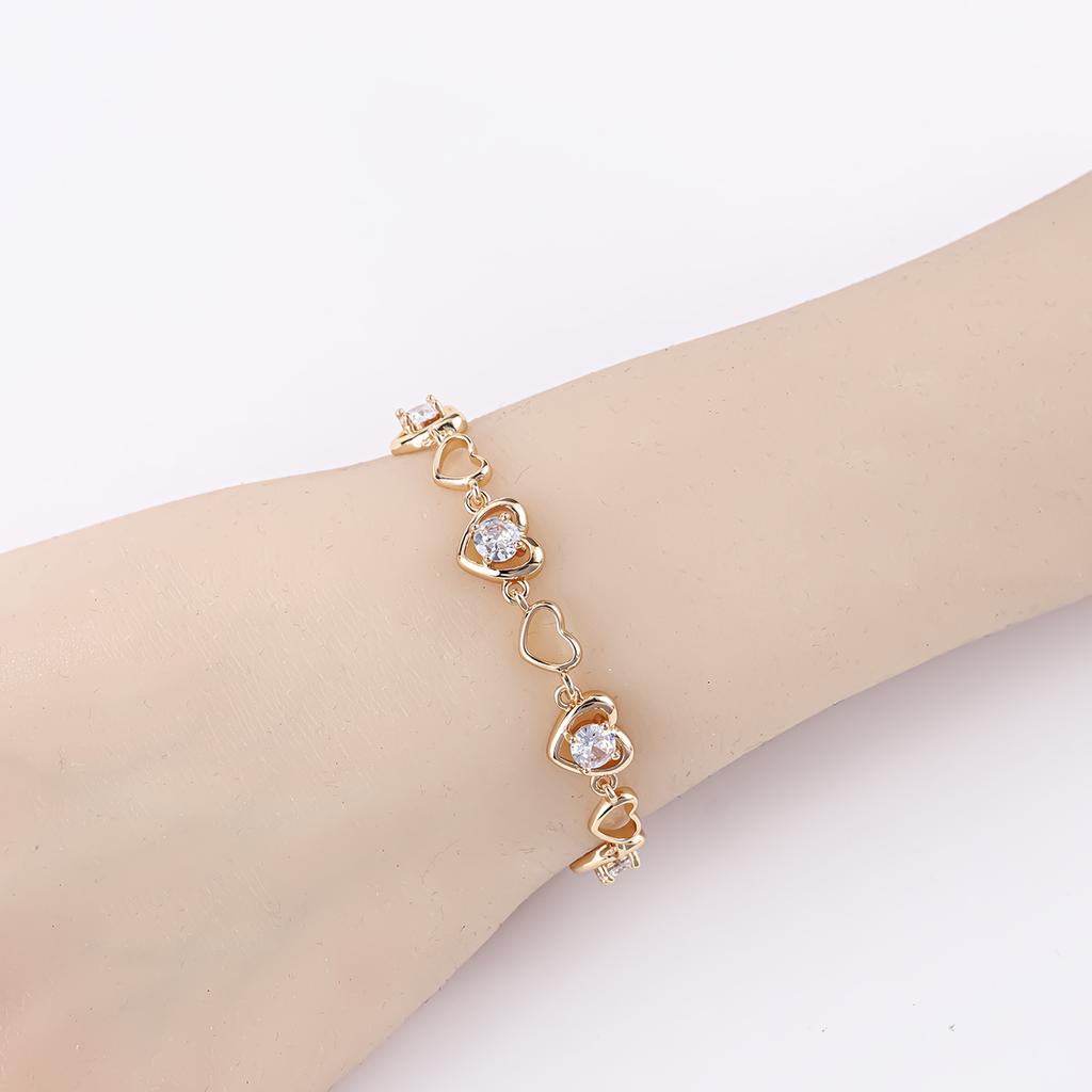 18K De Oro Gold Plated Cubic Zirconia Copper Pro Mayor Pulsera De Mujer Fashion Jewelry Custom Diamond Women Bracelet