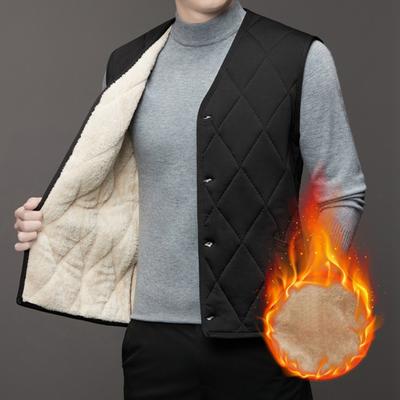 Vest Single-breasted Sleeveless Padded Solid Color Cardigan Solid Color Plus Size Warm Thick Cardigan