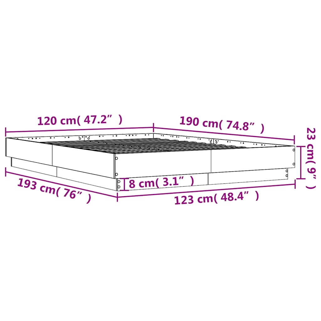 Bed Frame White 120 x 190 cm Particleboard