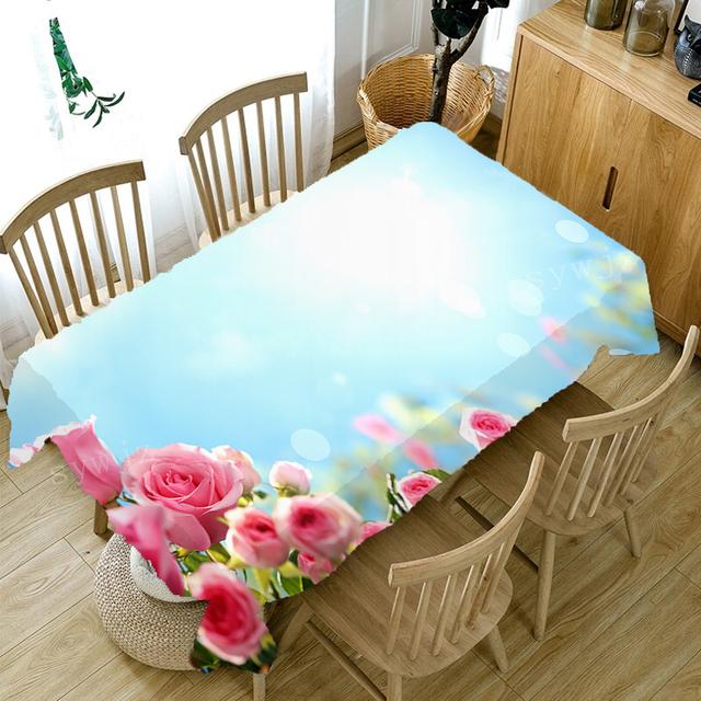 Fashion Rose Flower Tablecloth Wedding Decoration Party Arrangement Coffee Table Restaurant Fireplace Rectangular Tablecloth