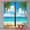 Flat Printing Fashionable Christmas Curtains Beach Palm Trees Digital Printed Polyester Drapes Spring Use Set Of 2 Made