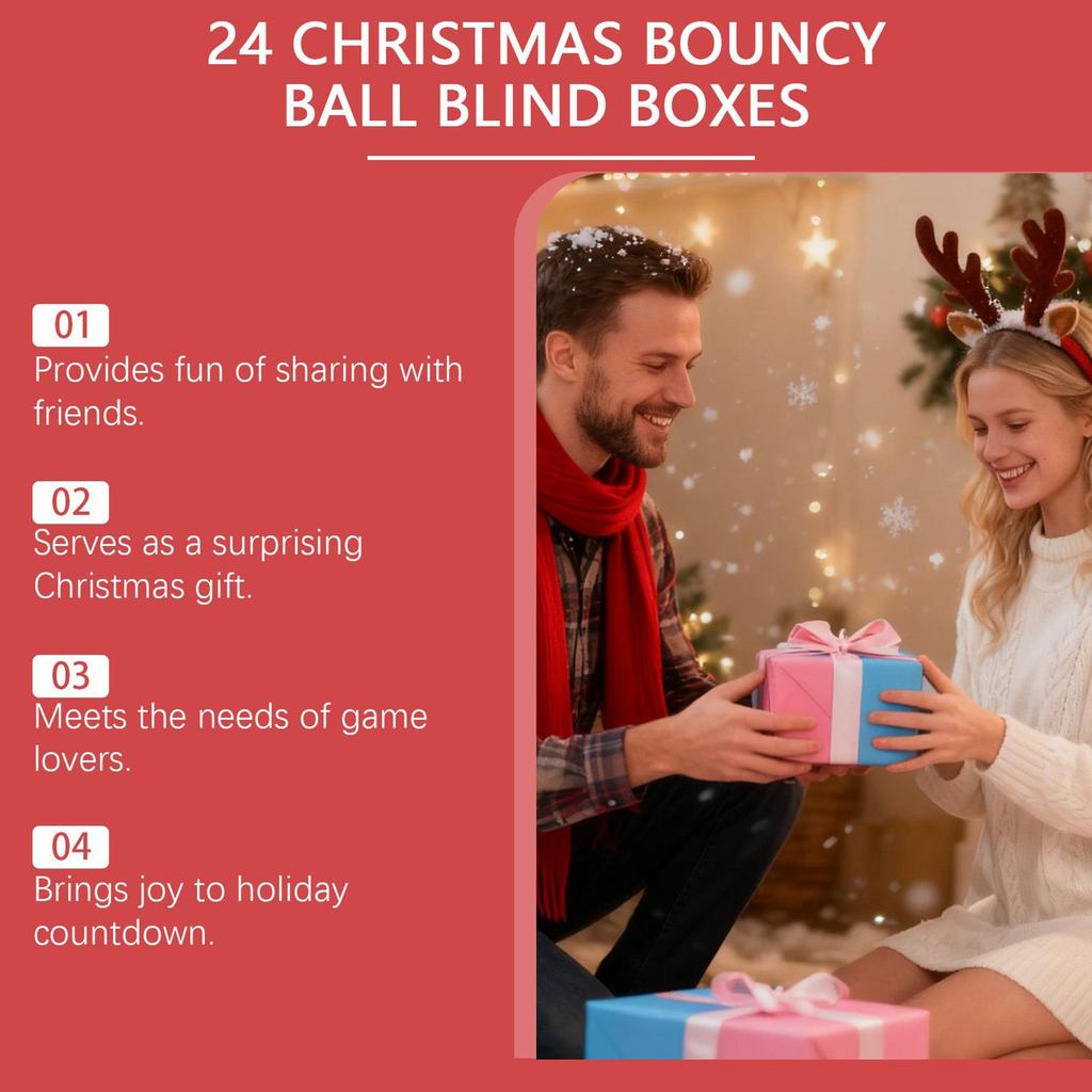 2025 Christmas Advent Bouncy Balls Calendar Kids Ball Toys 24 Days Holiday Countdown Calendar For Stress Relief Boys Girls Home