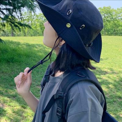 Camping Drawstring Fisherman Hat Sun Shade Hiking Sun Protection Outdoor Mountaineering Fishing Hat Western Cowboy Hat