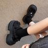 Luxurious Rhinestone Women's Shoes Leopard Lace-up Fashion Motorcycle Boots Thick Soled Lightweight High Street Mujeres Sneaker