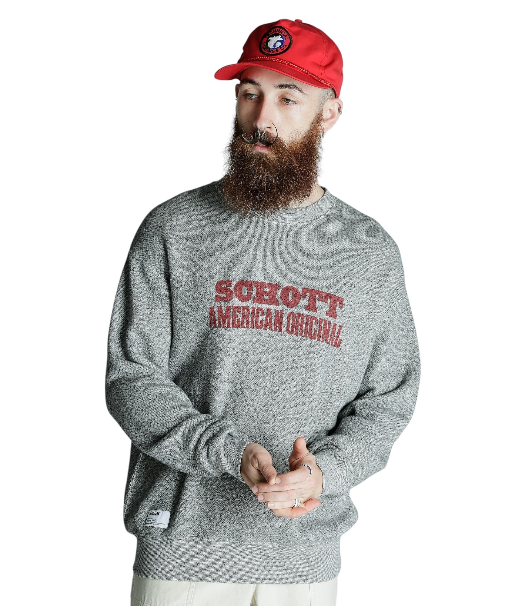 

Schott Salt and Pepper Sweat, American Original, Men s, Size XL, 020, Gray, 782-5132003