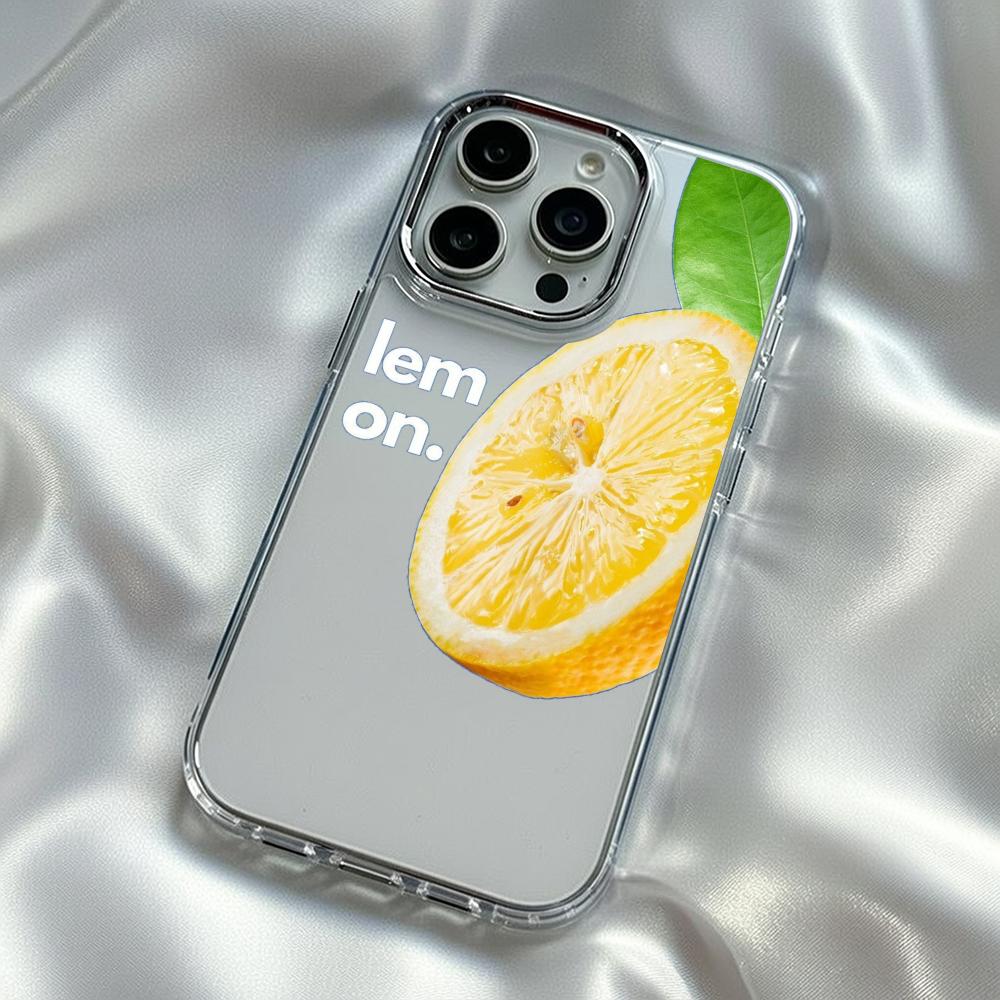 

Creative Fruit Vegetable Sticky Note Phone Case For iPhone17 16 15 14 13 12 Pro Max Plus Electroplated Transparent phone case iPhone 16 Plus