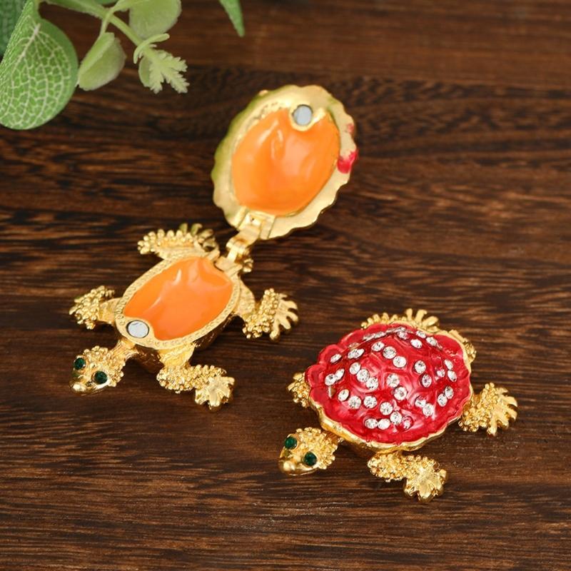 Handcraft Metal Turtles Jewelry Organizers Storage Solution Secure Lock for Jewelry Protective Display
