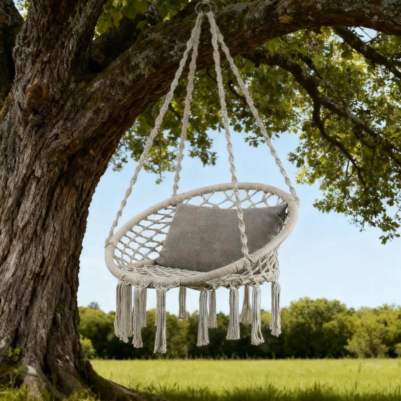 Leisure Swing Chair Nordic Style Cotton Rope Braided Home Bedroom Lazy Chair Outdoor Garden Chair Relaxing Chair Beach Chairs