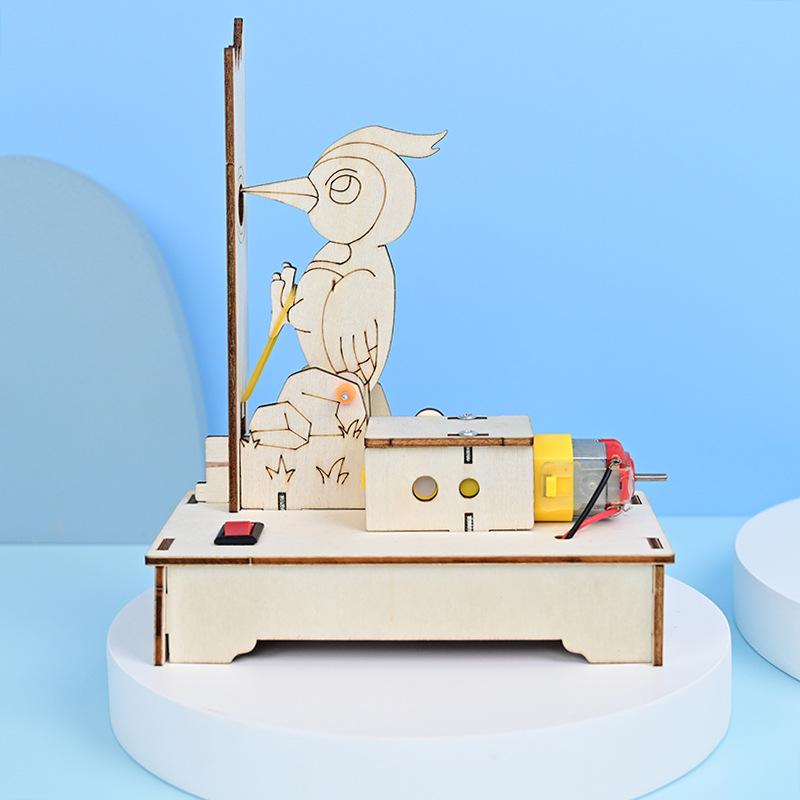 Electric Woodpecker DIY Building Blocks Science Kit for Kids - Educational Physics Experiment Pack