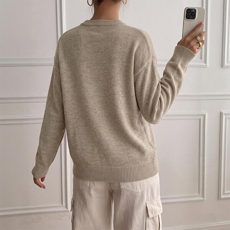 New Autumn-winter Soft Business Casual Knit Sweater with Loose Double-layer V-neck Design