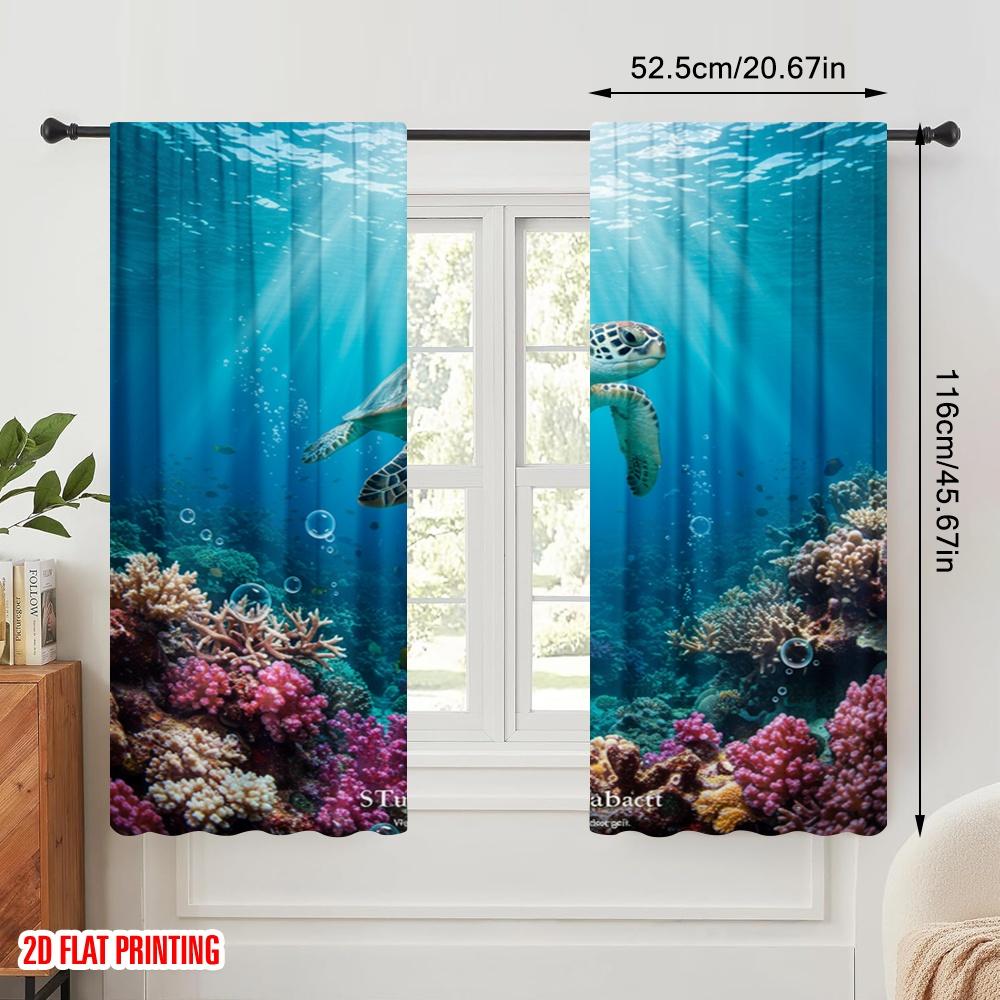 2 Stück 2D Flachdruck Party Vorhänge Hoffnung Macht Dinge Möglich Schildkröte Polyester Ohne Strom Feiertagsdekorationen Verwendung für