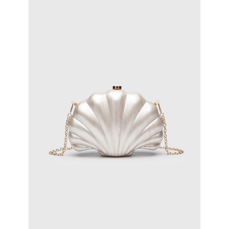 Элегантный неровный ракушечный акриловый клатч-кроссбоди на одно плечо для свадеб и банкетов. серебряный